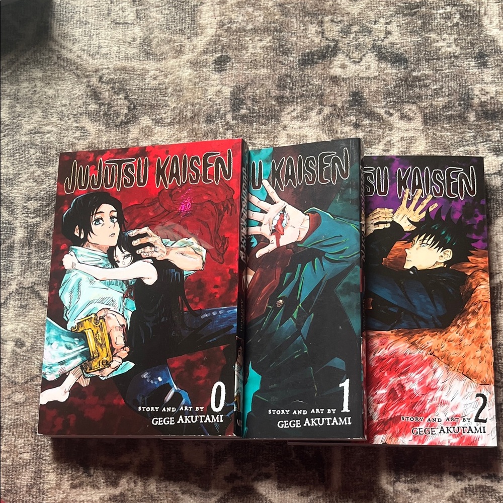 Manga Jujutsu Kaisen Set with Red, Blue, and Purple Covers